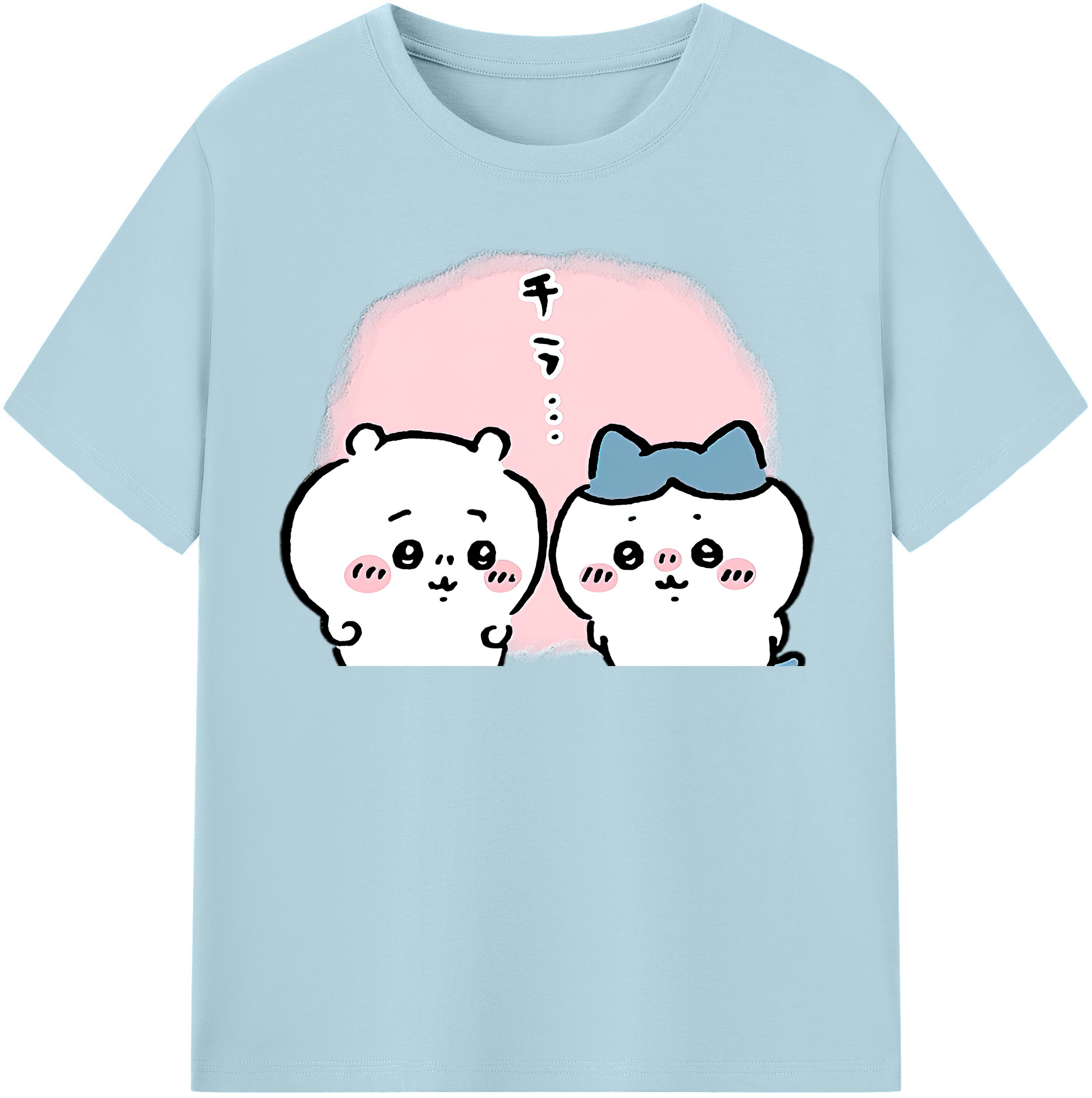 （画像用） ちいかわ ハチワレ Chii-kawa hachiware 綿100％半袖Tシャツ（フロントプリント）